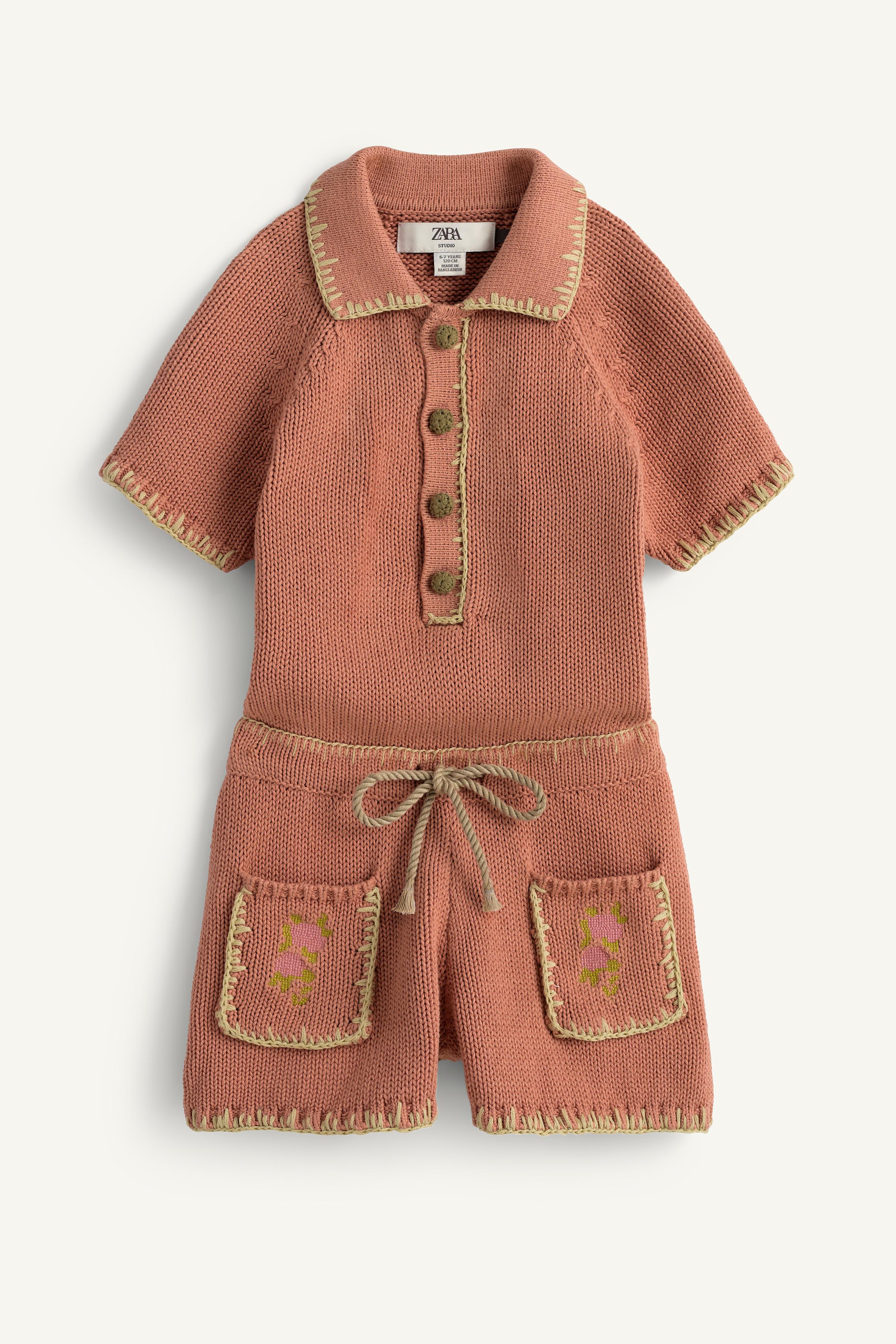 LIMITED EDITION EMBROIDERED CROSS-STITCH FLORAL KNIT JUMPSUIT